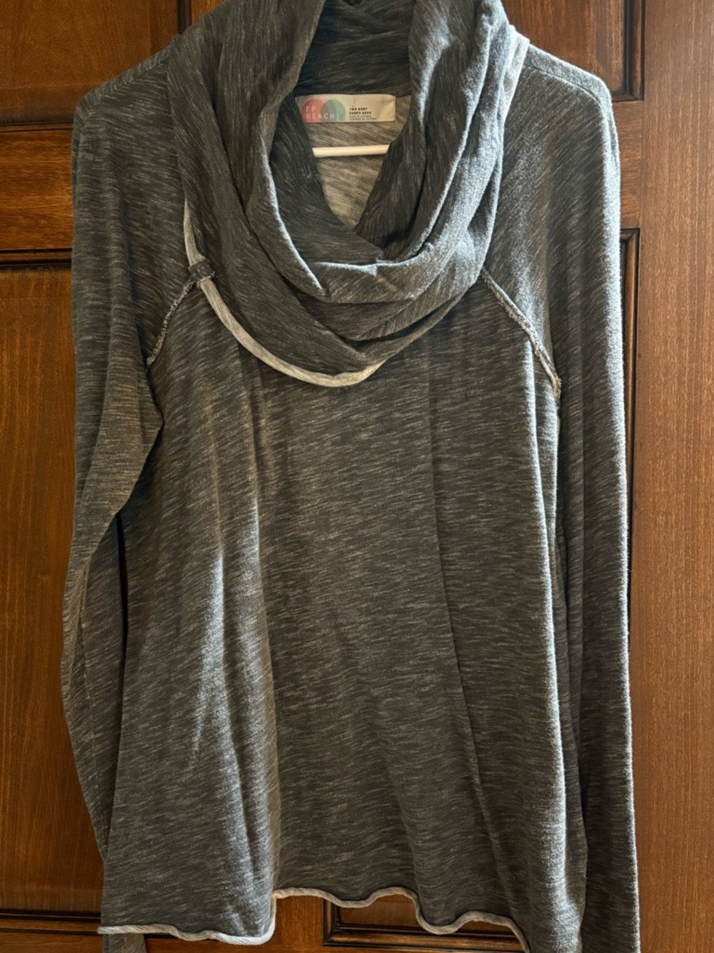 FP Beach Cozy Heathered Gray Cowl Neck Pullover. Oversized Small.